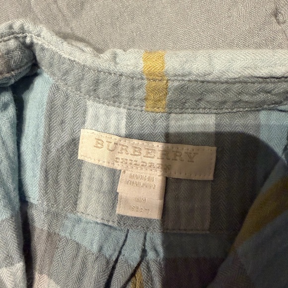 Burberry Kids Plaid Romper in Blue and Yellow - Picture 2 of 4
